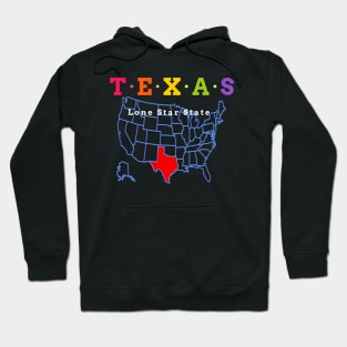 Texas, USA. Lone Star State. (With Map) Hoodie